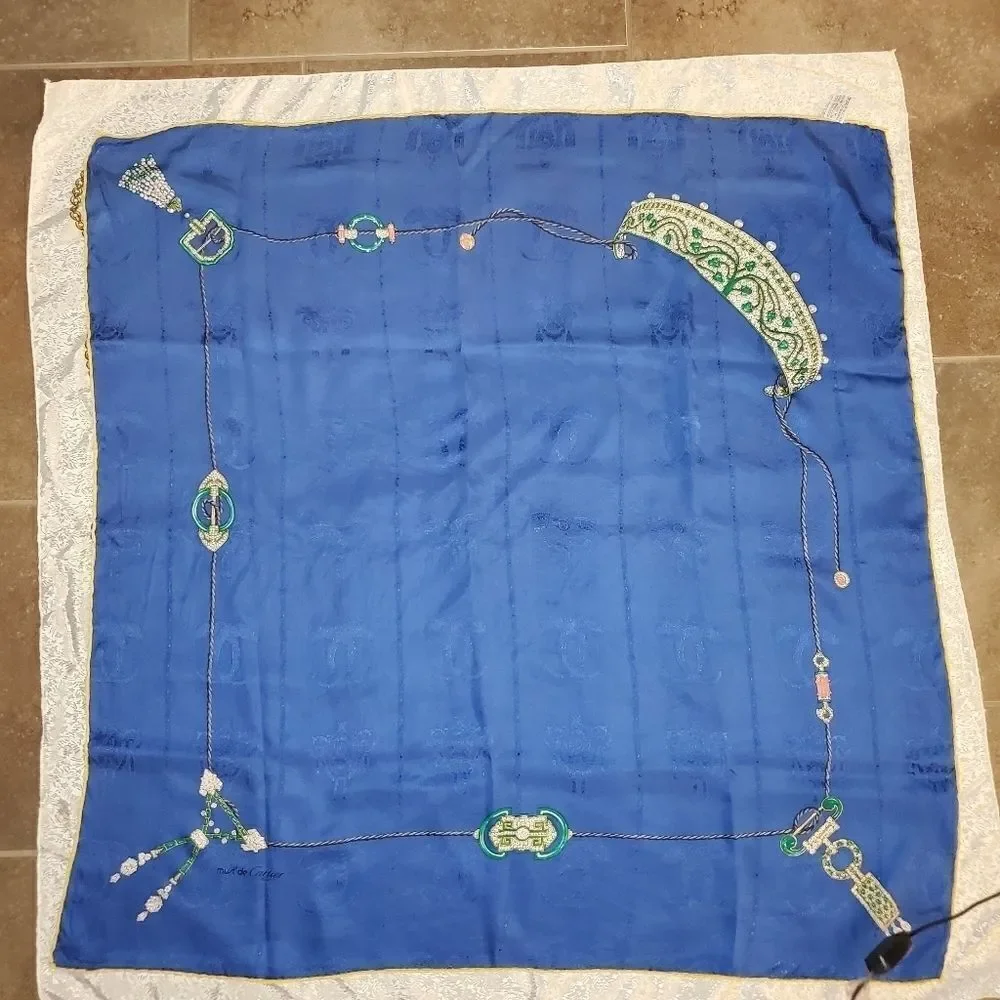 Must De Cartier vintage Jewelled Silk Scarf